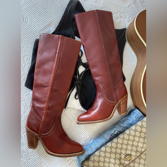 FRYE | Brick Red Heeled Boots - Picture 2 of 8